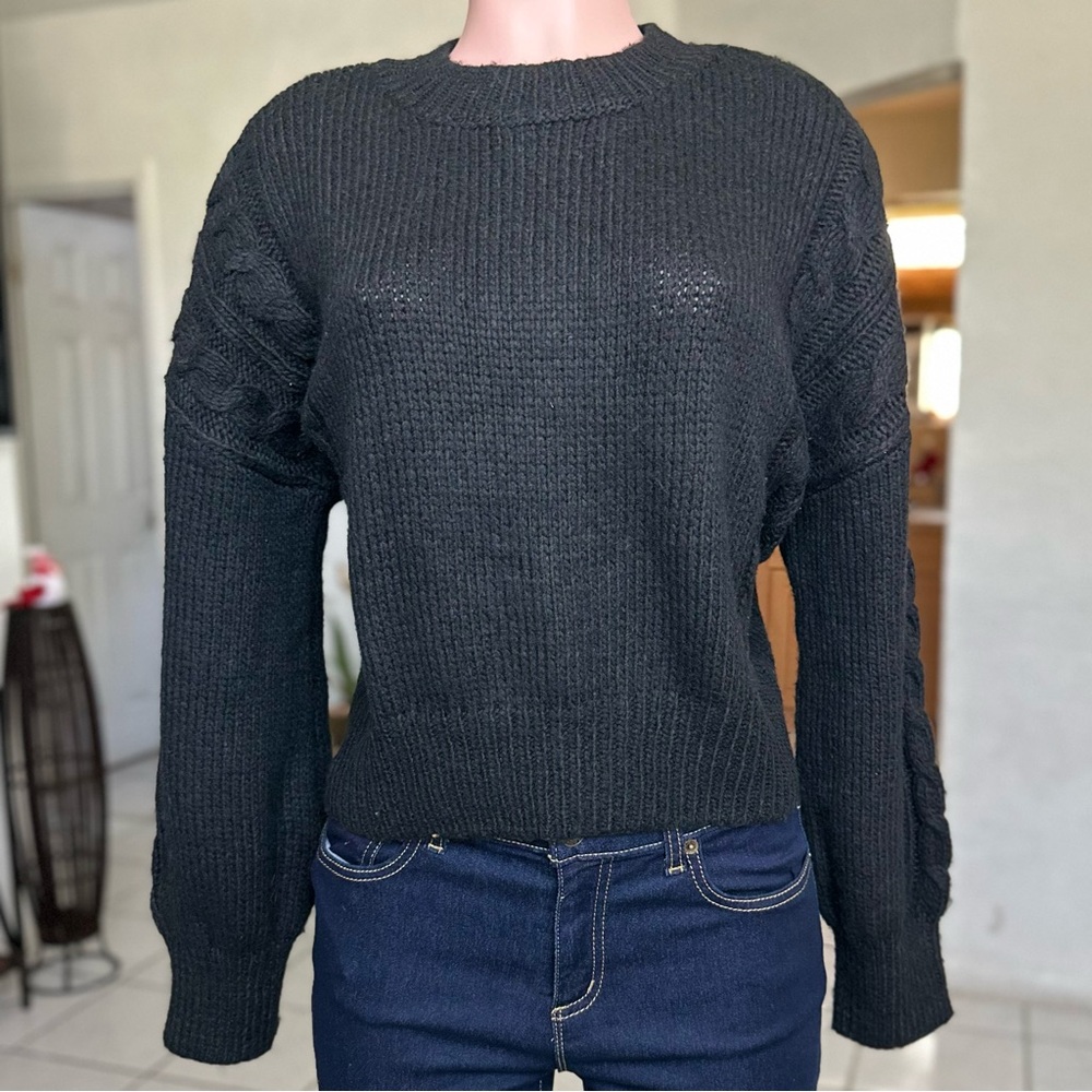 Elegant Black Crew Neck Sweater